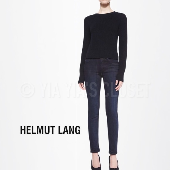Helmut Lang Women’s SZ 24 High-Rise Slim Jeans in Dark Blue/Indigo Stretch Denim - Picture 2 of 14